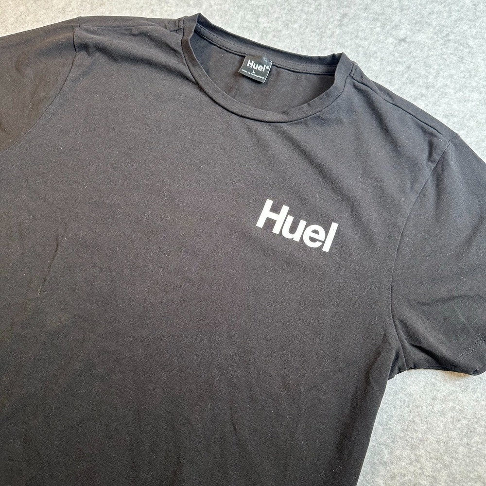 Huel Mens Large Black Logo T Shirt Short Sleeve Nutrition Fitness Gym Tee